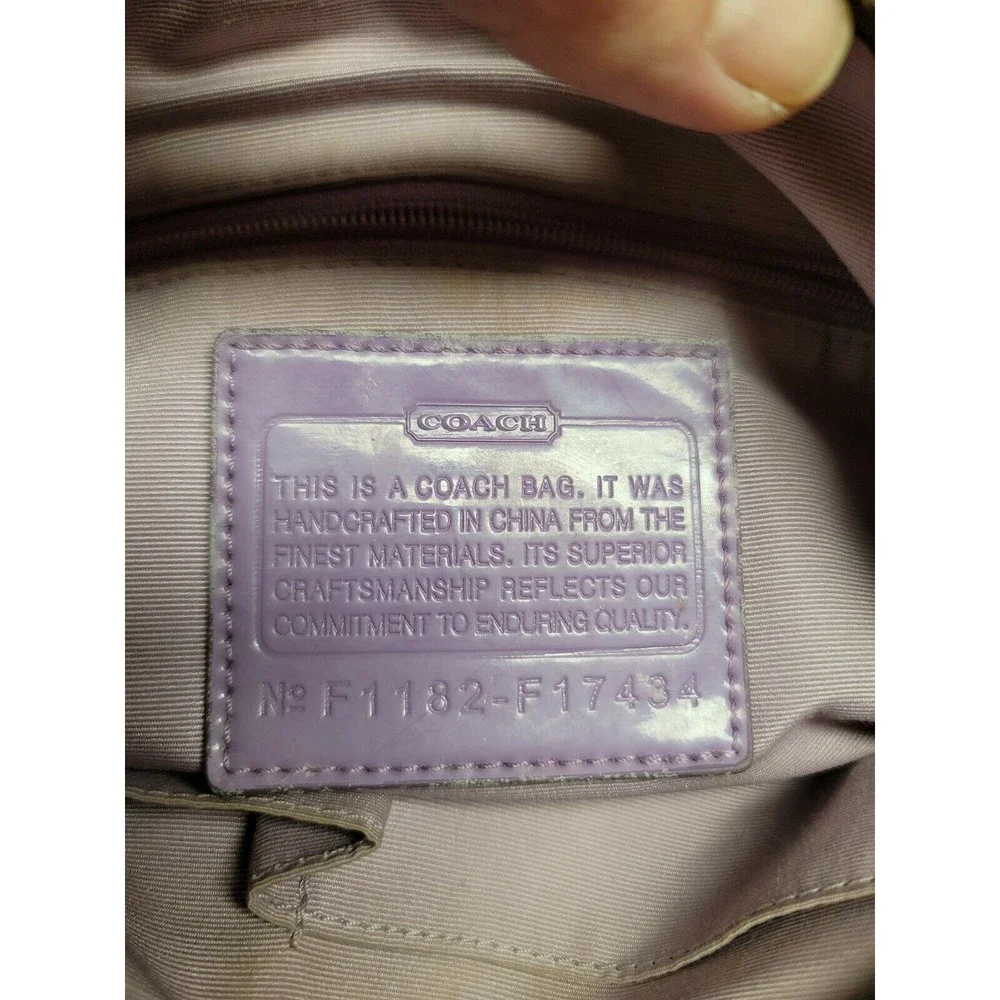 Coach Signature Canvas Shoulder Bag in Lavender Trim